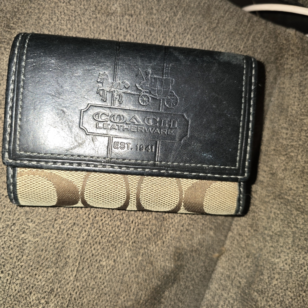 Coach Black and Tan Leather Wallet